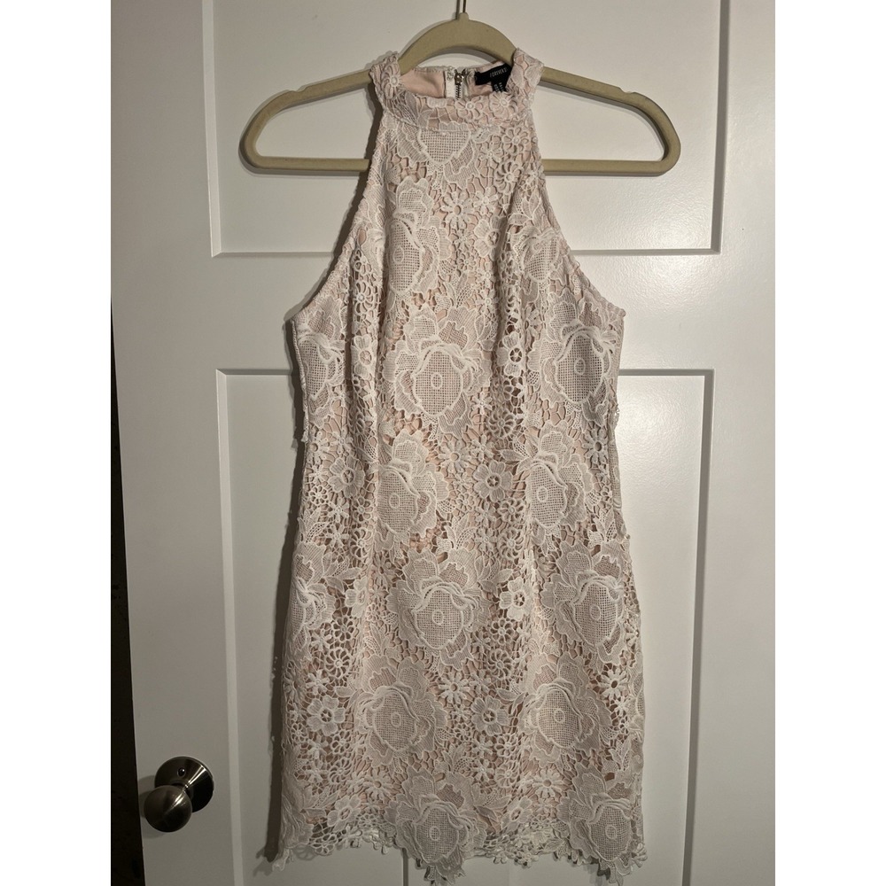 Forever 21 Womens M Lace Shift Dress Cream Blush Floral Sleeveless NWT